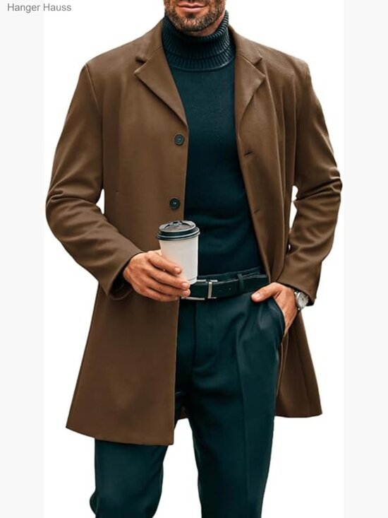 Other - Slim Fit Mid Long Trench Coat Peacoat Business Overcoat
